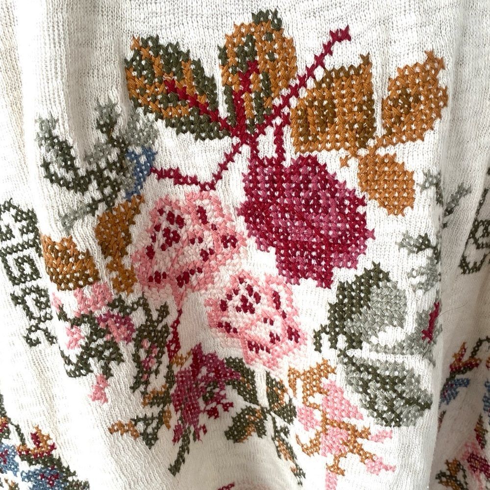 Johnny Was Biya floral Embroidered Cardigan Oversized XS Boho Cottage Romantic - Picture 3 of 16